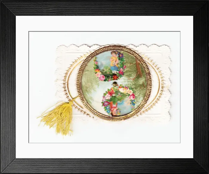Framed Print : Floral greetings card with turning images Framed Print : Floral greetings card with turning images