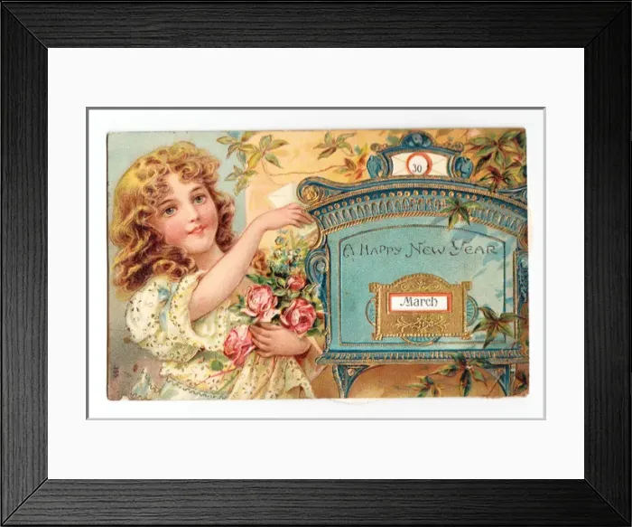 Framed Print : New Year card with turning calendar Framed Print : New Year card with turning calendar