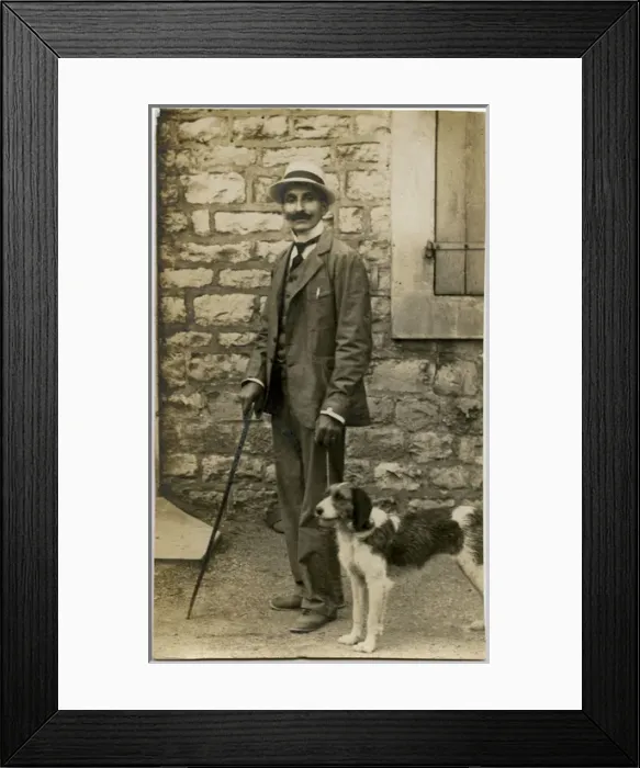 Framed Print : Man taking a dog for a walk Framed Print : Man taking a dog for a walk