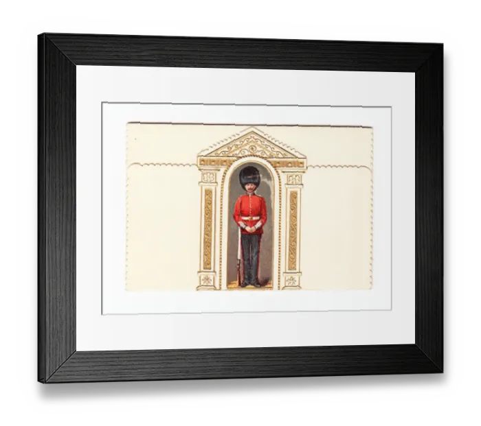 Framed Print : Guardsman in a sentry box on a greetings card Framed Print : Guardsman in a sentry box on a greetings card