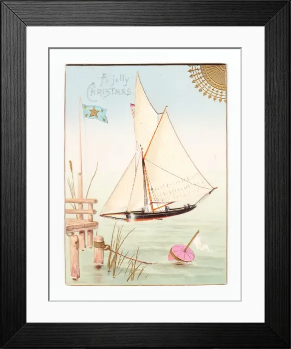 Framed Print : Sailing boat on a movable Christmas card Framed Print : Sailing boat on a movable Christmas card