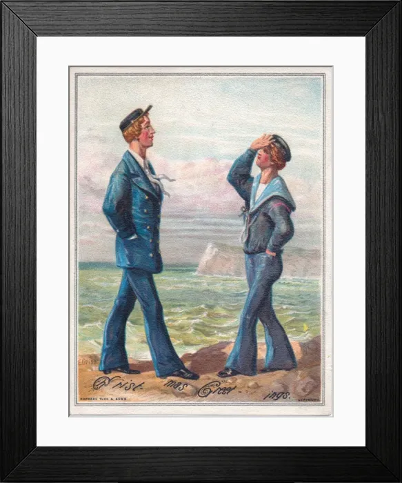 Framed Print : Two sailors on a Christmas card Framed Print : Two sailors on a Christmas card