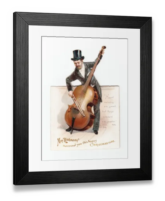Framed Print : Musician with double bass on a movable Christmas card Framed Print : Musician with double bass on a movable Christmas card
