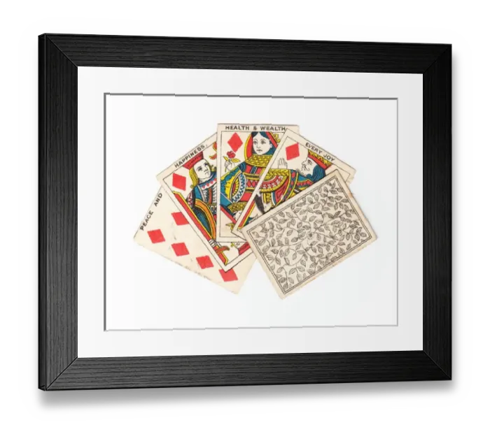 Framed Print : Greetings card with playing cards Framed Print : Greetings card with playing cards