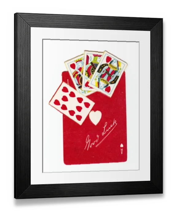 Framed Print : Good Luck greetings card with playing cards Framed Print : Good Luck greetings card with playing cards