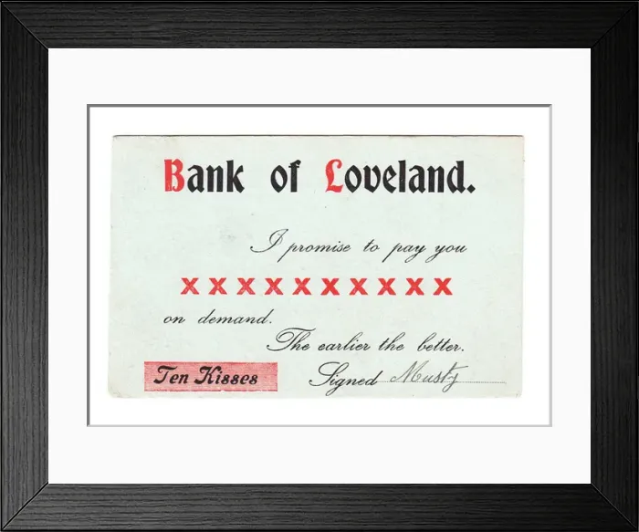 Framed Print : St Valentines Day bank note from the Bank of Loveland Framed Print : St Valentines Day bank note from the Bank of Loveland