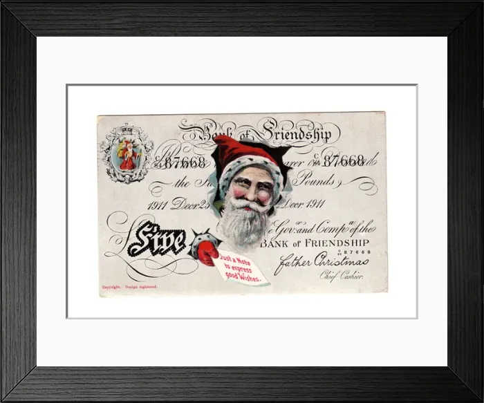 Framed Print : Christmas cheque from the Bank of Friendship Framed Print : Christmas cheque from the Bank of Friendship