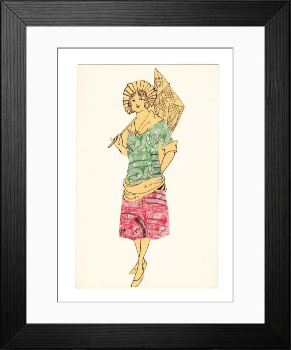 Framed Print : Greetings postcard with stamp-based design Framed Print : Greetings postcard with stamp-based design