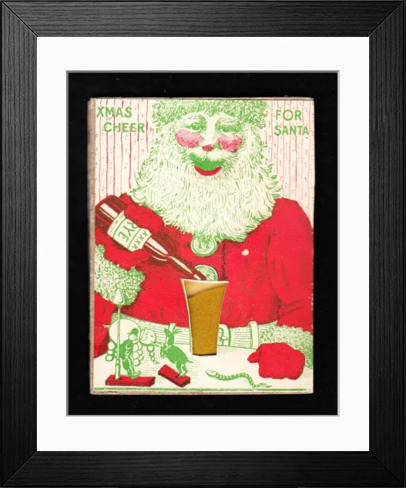 Framed Print : Santa Claus on a cheeky Christmas card Framed Print : Santa Claus on a cheeky Christmas card