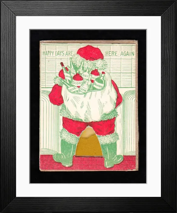 Framed Print : Santa Claus on a cheeky Christmas card Framed Print : Santa Claus on a cheeky Christmas card