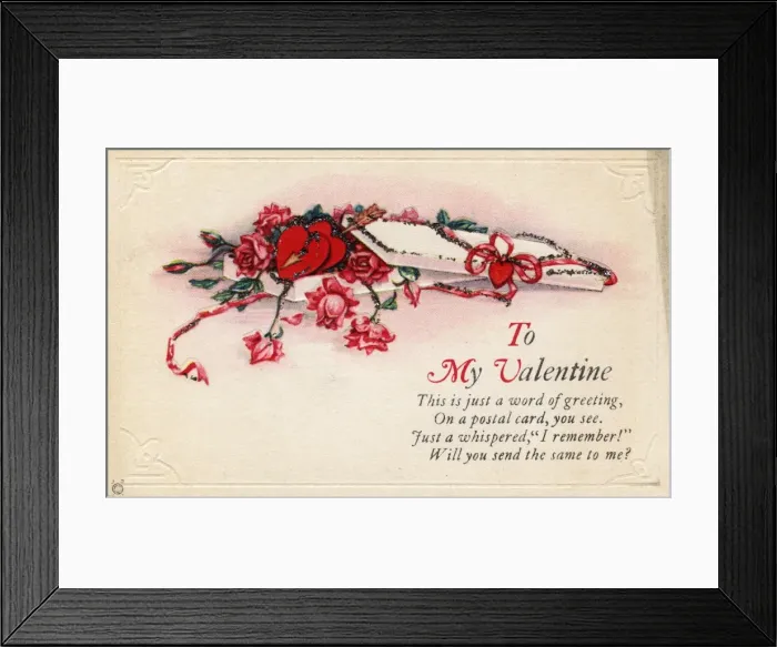 Framed Print : Valentines Day postcard Framed Print : Valentines Day postcard