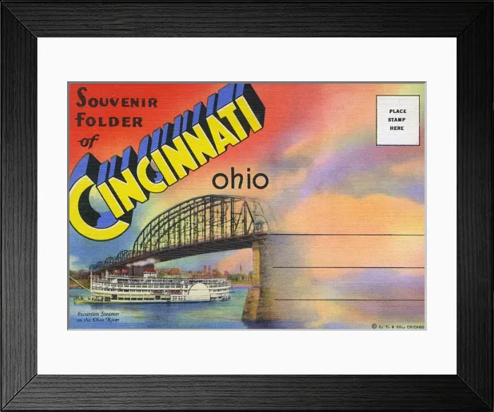 Framed Print : Ohio River with excursion steamer, Cincinnati, Ohio, USA Framed Print : Ohio River with excursion steamer, Cincinnati, Ohio, USA