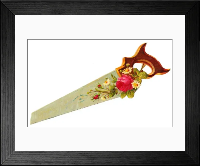 Framed Print : Flowers on a saw-shaped Victorian scrap Framed Print : Flowers on a saw-shaped Victorian scrap