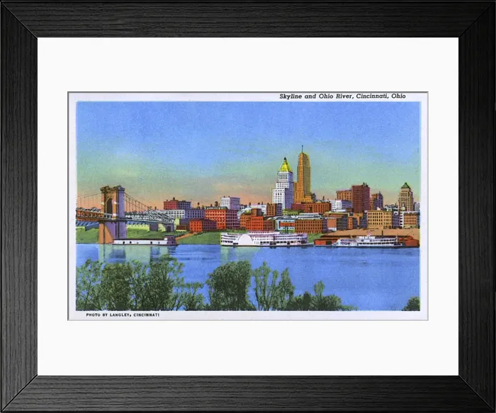 Framed Print : Skyline and Ohio River, Cincinnati, Ohio, USA Framed Print : Skyline and Ohio River, Cincinnati, Ohio, USA