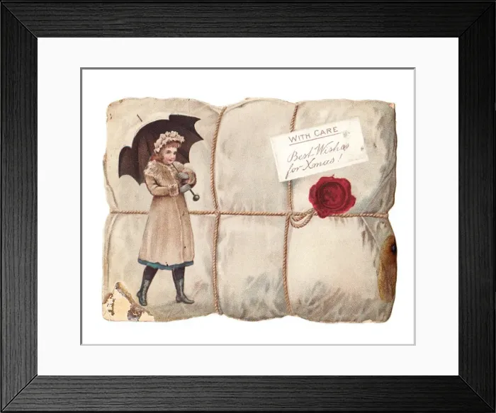 Framed Print : Christmas card in the shape of a parcel Framed Print : Christmas card in the shape of a parcel
