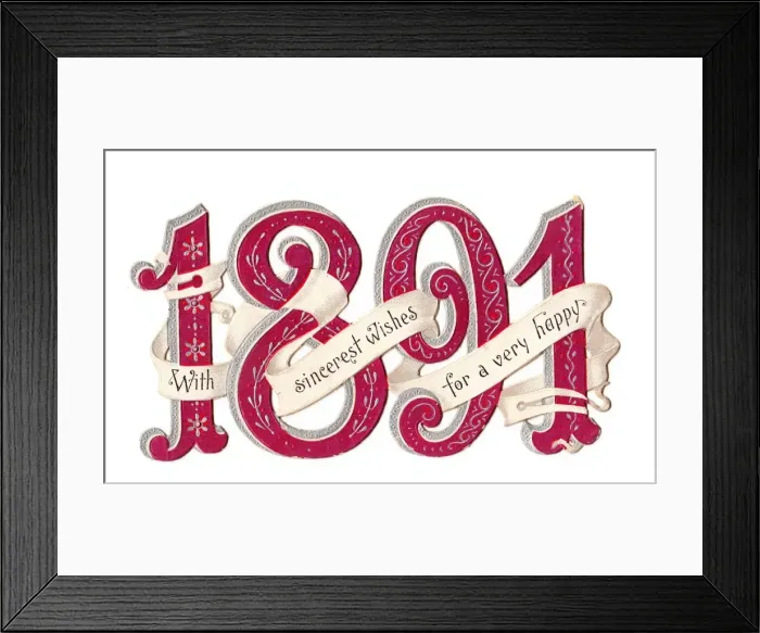 Framed Print : New Year card with the year 1891 in cutout form Framed Print : New Year card with the year 1891 in cutout form