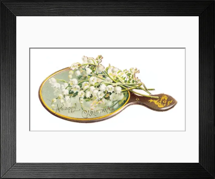 Framed Print : Christmas card in the shape of a hand mirror Framed Print : Christmas card in the shape of a hand mirror