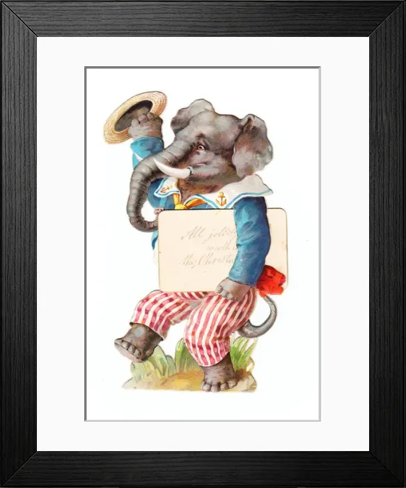 Framed Print : Christmas card in the shape of an elephant Framed Print : Christmas card in the shape of an elephant