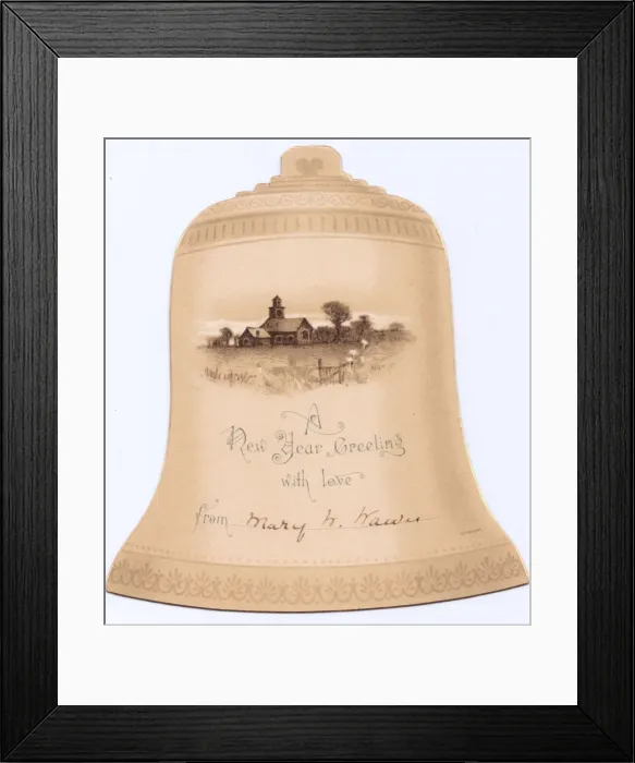 Framed Print : New Year card in the shape of a bell Framed Print : New Year card in the shape of a bell