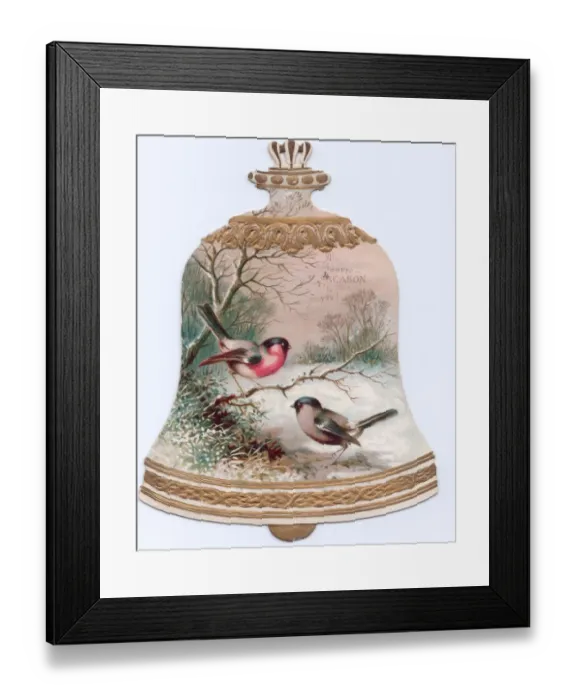 Framed Print : Christmas card in the shape of a bell Framed Print : Christmas card in the shape of a bell