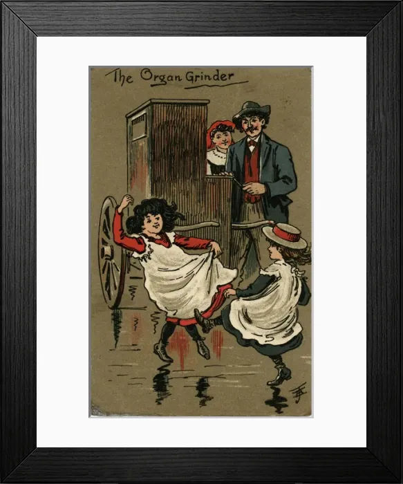 Framed Print : Street Organ Grinder in the East End of London Framed Print : Street Organ Grinder in the East End of London