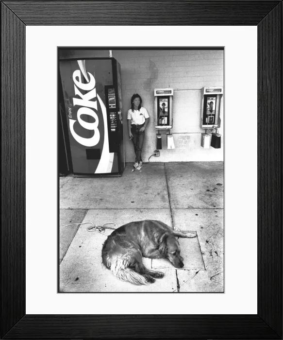 Framed Print : Woman and Coke machine Colorado, USA Framed Print : Woman and Coke machine Colorado, USA