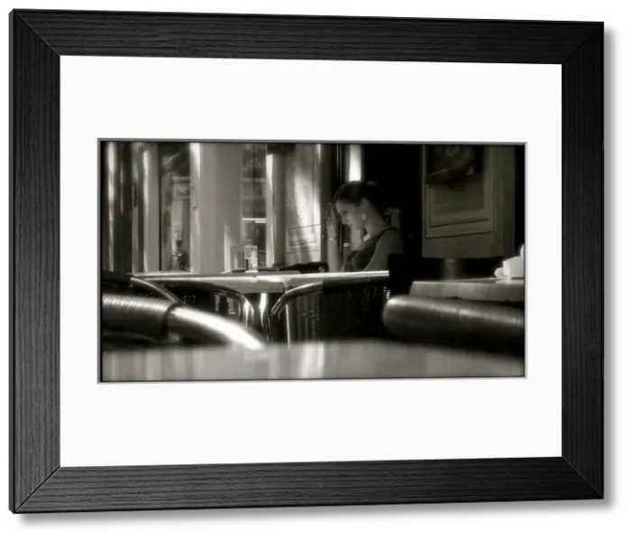 Framed Print : Young woman in bar Avignon France Framed Print : Young woman in bar Avignon France