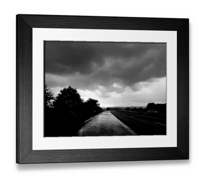 Framed Print : Wet road and stormy sky, UK Framed Print : Wet road and stormy sky, UK