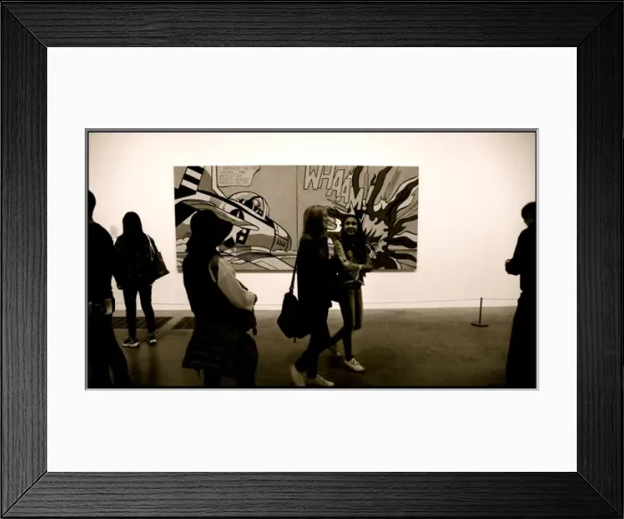 Framed Print : Roy Lichtenstein painting and visitors Tate Gallery London