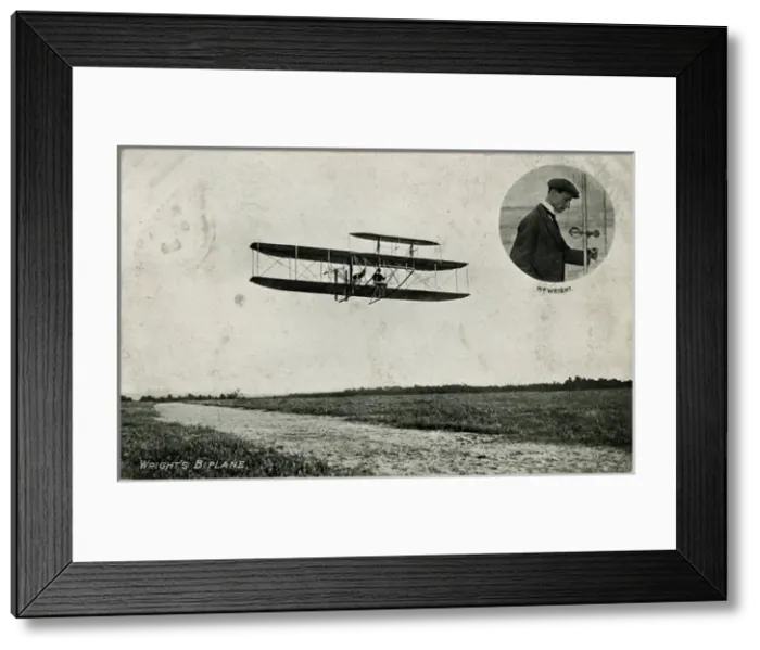 Framed Print : A demonstration flight of Wrights Flyer - France Framed Print : A demonstration flight of Wrights Flyer - France