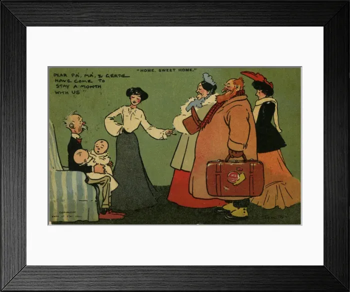 Framed Print : Home Sweet Home - A Young wife invites her family to stay Framed Print : Home Sweet Home - A Young wife invites her family to stay