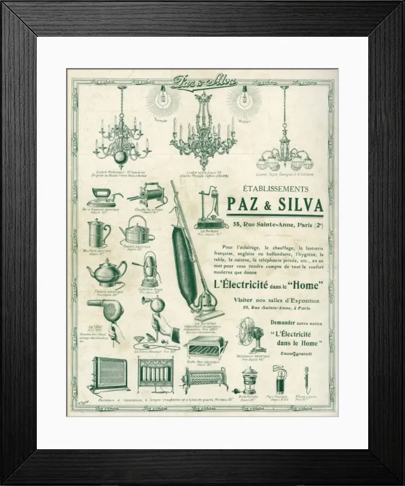 Framed Print : Advert for Paz & Silva electrical household items 1913 Framed Print : Advert for Paz & Silva electrical household items 1913