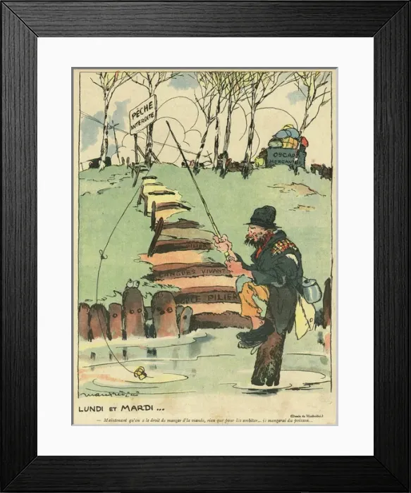 Framed Print : Cartoon, Monday and Tuesday, WW1 Framed Print : Cartoon, Monday and Tuesday, WW1