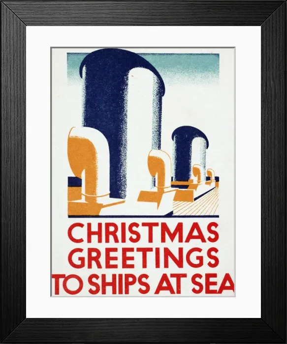 Framed Print : Poster, Christmas Greetings to Ships at Sea Framed Print : Poster, Christmas Greetings to Ships at Sea