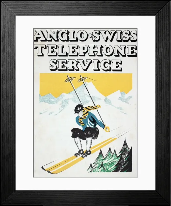 Framed Print : Poster, Anglo-Swiss Telephone Service Framed Print : Poster, Anglo-Swiss Telephone Service