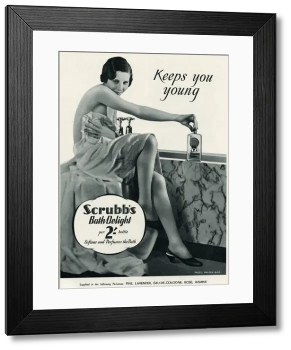 Framed Print : Advert by Scrubbs bath lotion 1934 Framed Print : Advert by Scrubbs bath lotion 1934