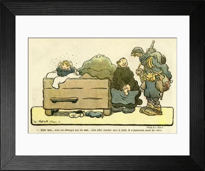 Framed Print : Cartoon, A soldiers billet, WW1 Framed Print : Cartoon, A soldiers billet, WW1
