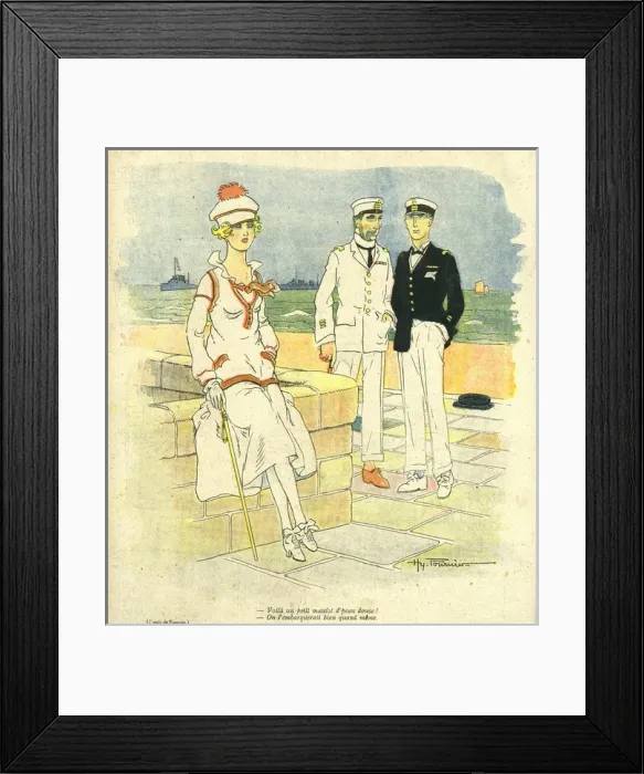 Framed Print : Cartoon, Sailors on shore, WW1 Framed Print : Cartoon, Sailors on shore, WW1