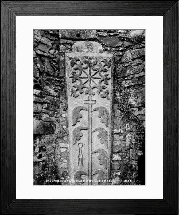 Framed Print : Inscribed Grave Slab, Movilla Abbey Framed Print : Inscribed Grave Slab, Movilla Abbey