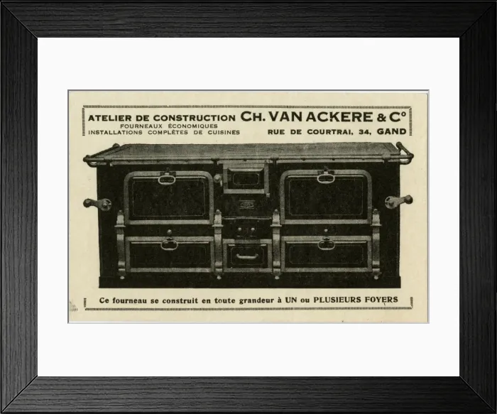 Framed Print : Advertising card for Belgian Cooking Range Framed Print : Advertising card for Belgian Cooking Range