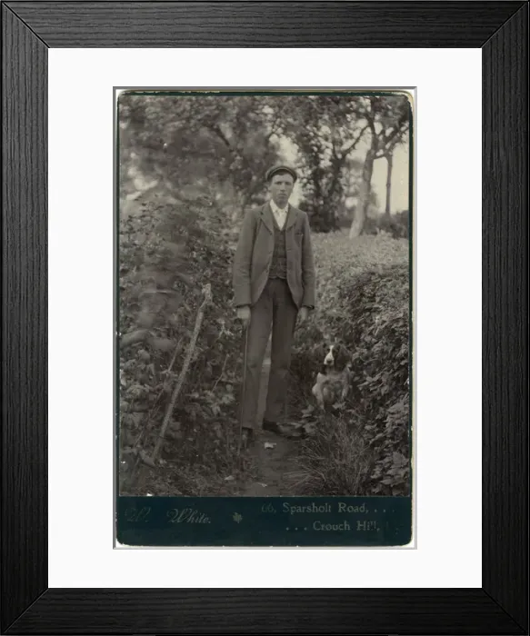 Framed Print : Man with a spaniel dog Framed Print : Man with a spaniel dog