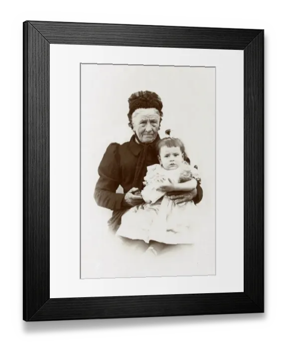 Framed Print : Old lady with little girl, Normandy, France Framed Print : Old lady with little girl, Normandy, France
