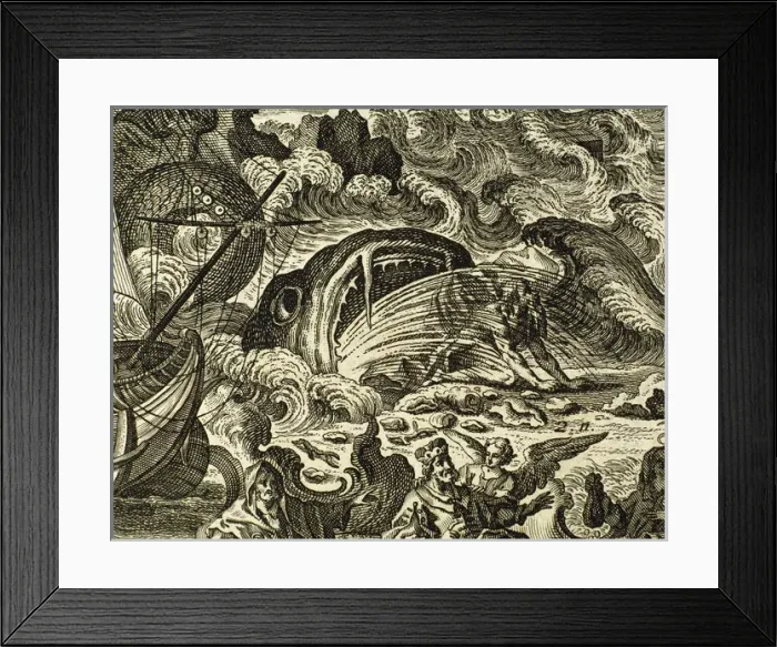 Framed Print : Jonah vomited by the great fish upon the shore Framed Print : Jonah vomited by the great fish upon the shore