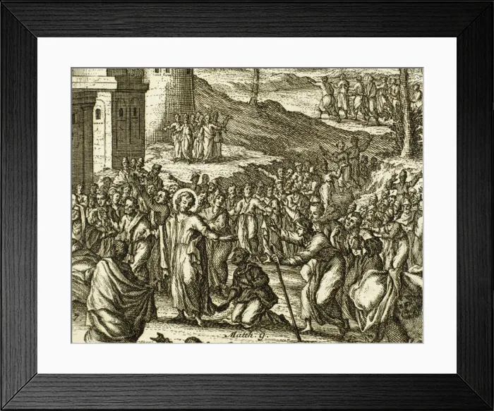 Framed Print : Jesus forgiving sins and healing a paralytic. Engraving Framed Print : Jesus forgiving sins and healing a paralytic. Engraving