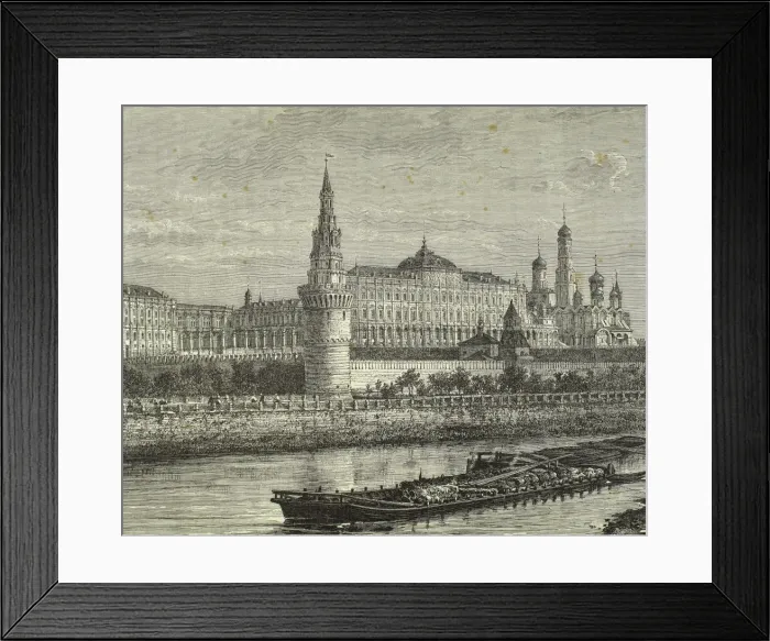 Framed Print : Russian. Moscow. Kremlin and Moskva River. Engraving. 19th c Framed Print : Russian. Moscow. Kremlin and Moskva River. Engraving. 19th c