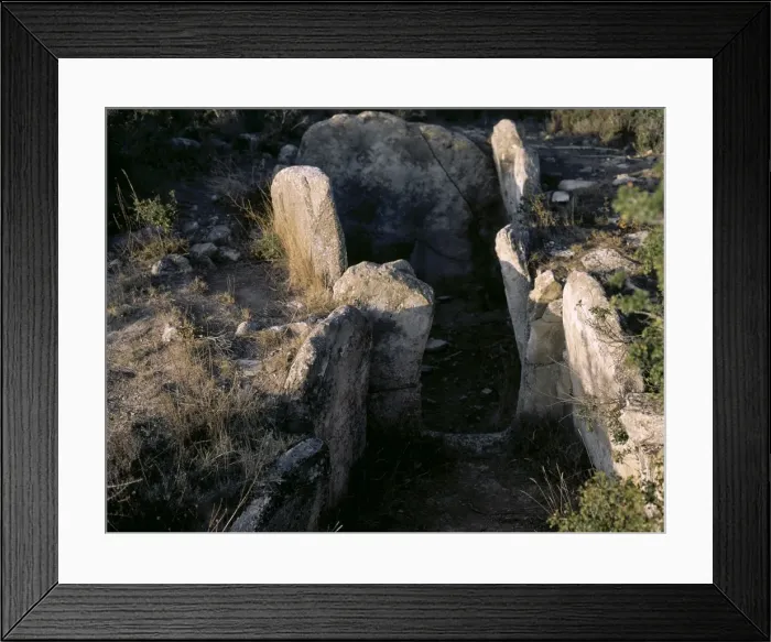 Framed Print : Megalithic tomb. Dolmen of de la mina de Farangortea. Near A
