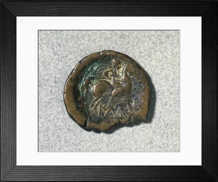 Framed Print : As. Reverse. Ibero-roman. Bronze. Rider. Mint of Ilduro (Ma Framed Print : As. Reverse. Ibero-roman. Bronze. Rider. Mint of Ilduro (Ma