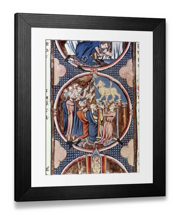 Framed Print : The Israelites during Moses absence adoring the idol of Go Framed Print : The Israelites during Moses absence adoring the idol of Go