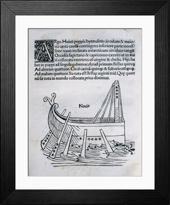Framed Print : Argo Navis. Constellation represented by the ship Argo. Engr Framed Print : Argo Navis. Constellation represented by the ship Argo. Engr