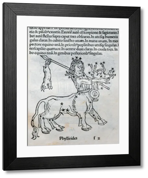 Framed Print : Centaur Phyllirides. Engraving in Poeticon Astronomicon, by Framed Print : Centaur Phyllirides. Engraving in Poeticon Astronomicon, by
